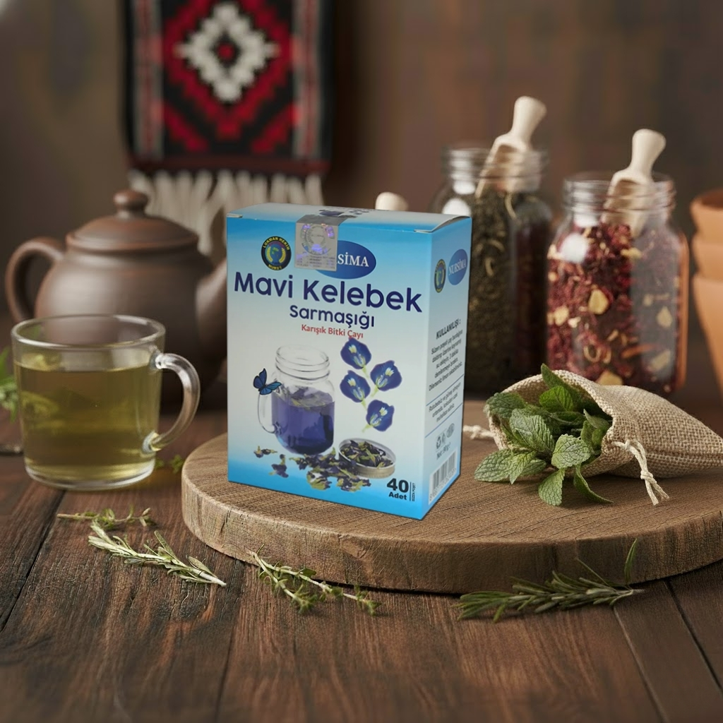 Mavi Kelebek Bitkisel Karışımlı Çay (40 Süzen Poşet)